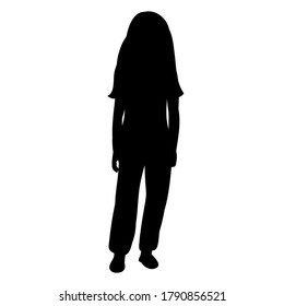 vector isolated black silhouette child girl standing