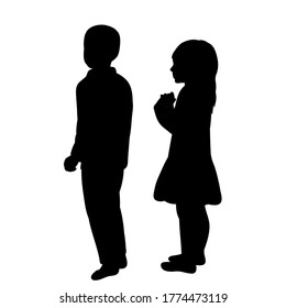 vector, isolated, black silhouette children stand