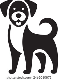 vector, isolated black silhouette of a cute dog, collection icon set logo