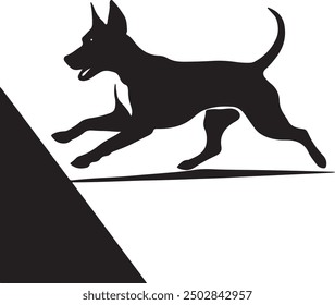 Vector, isolated black silhouette of a dog, collection