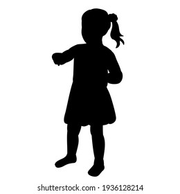 Vector Isolated Black Silhouette Little Girl Stock Vector (Royalty Free ...