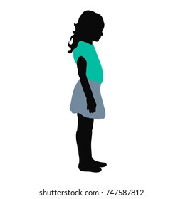 vector, isolated, black silhouette little girl