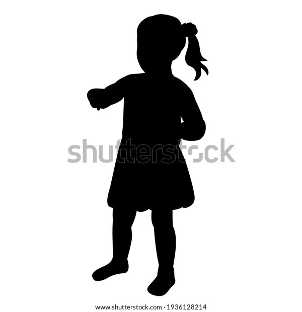 Vector Isolated Black Silhouette Little Girl Stock Vector (Royalty Free ...