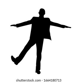 vector, isolated, black silhouette man, falls