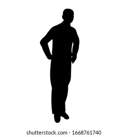 vector, isolated, black silhouette man, guy stands