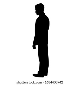 vector, isolated, black silhouette man, guy stands