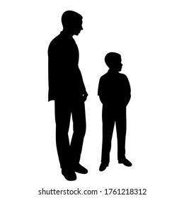 vector, isolated, black silhouette man with a child