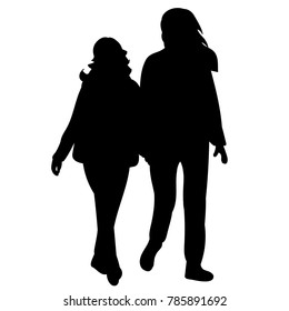 vector, isolated black silhouette people go