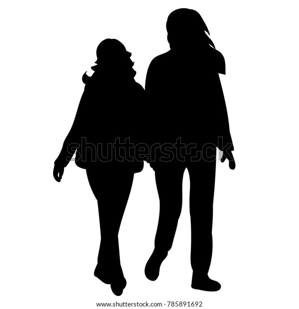 Vector Isolated Black Silhouette People Go Stock Vector Royalty Free 785891692 Shutterstock