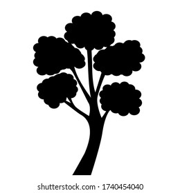 vector, isolated, black silhouette of a tree, on a white background