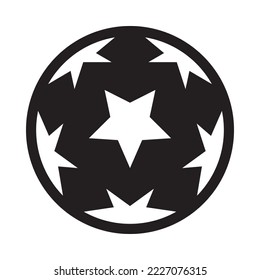 Vector isolated black soccer star ball on white background. Football symbol.