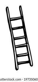vector isolated black staircase element hand-drawn in doodle style, simple shape black outline on white background for design template. element tool for garden and household equipment
