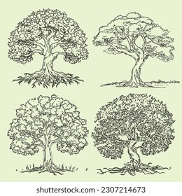Vector Isolated black tree on transparent background, simple tree decor silhouette vector image. exotic plant with a cartoon style and large leaves.