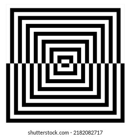 Vector isolated black and white achromatic geometric abstraction optical illusion in square