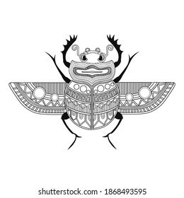 Vector Isolated Black and White Beautiful Bug Outline on the White Background