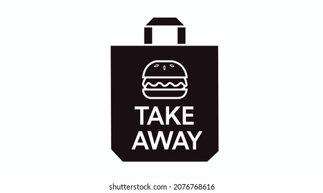 Vector aislado Burger blanco y negro quita el icono o signo de la bolsa