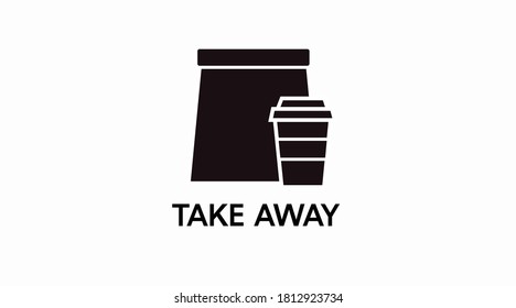 Vector Isolated Black and White Coffee Take Away Icon or Sign