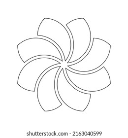 Vector aislado negro y blanco ocho veces el elemento decorativo de la matriz polar contorno de la línea negra