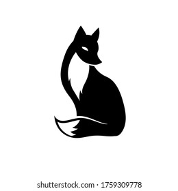 Vector isolated black and white fox icon. Creative logo concept