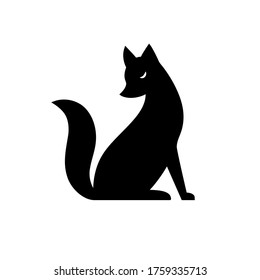 Vector isolated black and white fox icon. Creative logo concept