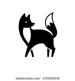 Vector isolated black and white fox icon. Creative logo concept
