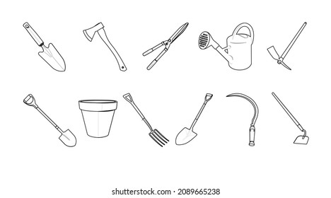 Vector Isolated Black and White Garden Related Icon Set