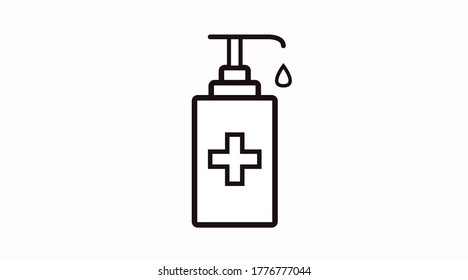 Vector Isolated Black and White Hand Sanitizer Icon or Sign

