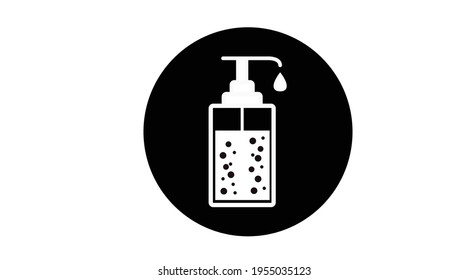 Vector Isolated Black and White Hand Sanitizer Icon or Sign