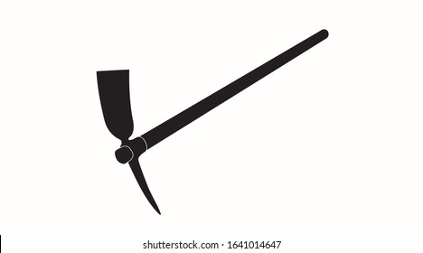 Vector Isolated Black and White Illustration of a Pick Mattock. Silhouette