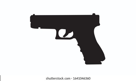 Vector Isolated Black and White Illustration of a Gun. Silhouette