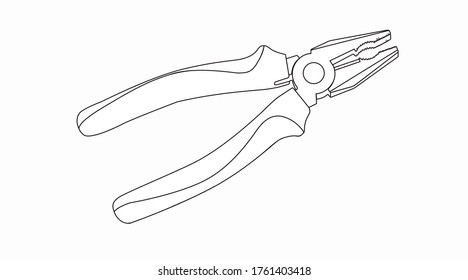 Vector Isolated Black and White Illustration of Pliers