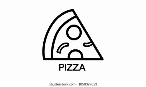 Vector isolated Black and White Illustration of a Pizza Slice. Pizza Slice Icon