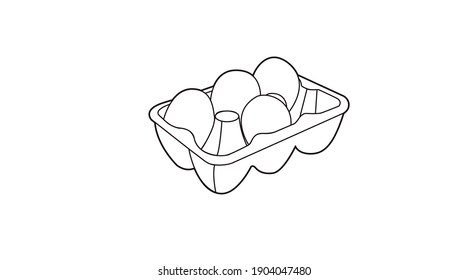 Vector Isolación Ilustración en blanco y negro de una caja de huevos