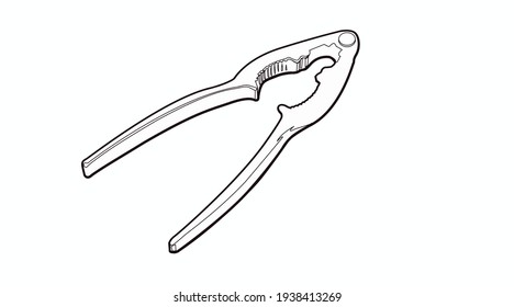 Vector Isolated Black and White Illustration of a Steel Nutcracker
