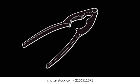 Vector Isolated Black and White Illustration of a Steel Nutcracker