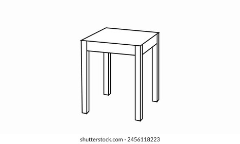 Vector Ilustración aislada en blanco y negro de un taburete de madera