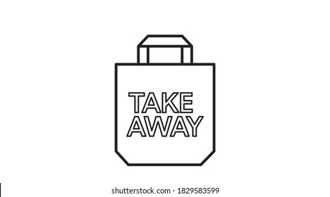 Vector Isolated Black and White Take Away Bag Icon or Sign