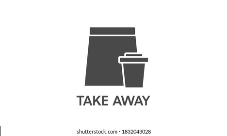 Vector Isolated Black and White Take Away Coffee Icon or Sign