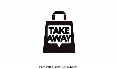 Vector Isolated Black and White Take Away Bag Icon or Sign