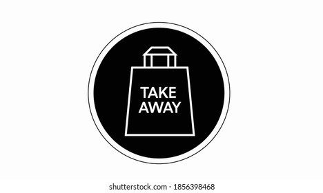 Vector Isolated Black and White Take Away Bag Icon or Sign