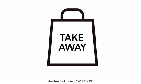 Vector Isolated Black and White Take Away Bag Icon or Sign