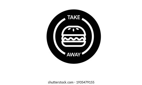 Vector Isolated Black and White Take Away Icon with a Burger