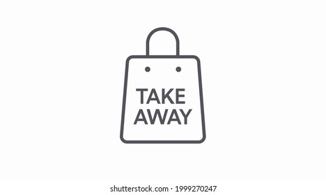 Vector Isolated Black and White Take Away Bag Icon or Sign