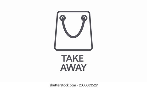 Vector Isolated Black and White Take Away Bag Icon or Sign