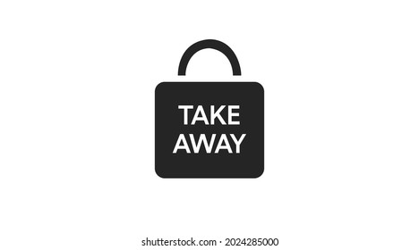 Vector Isolated Black and White Take Away Bag Icon or Sign