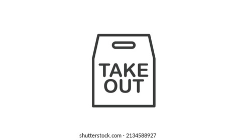 Vector Isolated Black and White Take Away Bag Icon or Sign