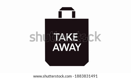Vector Isolated Black and White Take Away Bag Icon or Sign