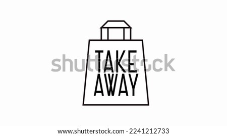 Vector Isolated Black and White Take Away Bag Icon or Sign