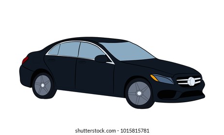 vector, isolated blue car on white background