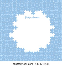 Vector isolated blue puzzle background, baby shower illustration